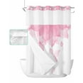 thumbnail image 1 of No Hook Shower Curtain with Snap in Liner, Pink Ombre Flowers Floral Hotel Shower Curtains for Bathroom, Washable Shower Curtain Liner Set with Mesh Top Window, 48"x72", 1 of 6
