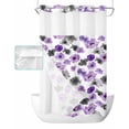 thumbnail image 1 of No Hook Shower Curtain with Snap in Liner, Plants Floral Purple and Black Flowers White Hotel Shower Curtains for Bathroom, Washable Shower Curtain Liner Set with Mesh Top Window, 36"x72", 1 of 1