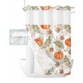 thumbnail image 1 of No Hook Shower Curtain with Snap in Liner, Pumpkin Leaves Fall Harvest Hotel Shower Curtains for Bathroom, Washable Shower Curtain Liner Set with Mesh Top Window, 48"x72", 1 of 6
