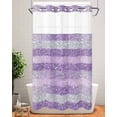 thumbnail image 1 of No Hook Shower Curtain with Snap in Liner,Purple Gradient Stripes Dots Waterproof Bath Curtain Double Layers with See Through Top Window,Line Geometric Hotel Shower Curtains 36x72in, 1 of 9