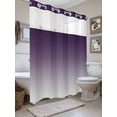 thumbnail image 1 of No Hook Shower Curtain with Snap in Liner, Purple Grey Gradient Waterproof Bath Curtain Double Layers with See Through Top Window, Gradient Background Purple Theme Hotel Shower Curtains 72x84in, 1 of 9