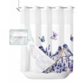 thumbnail image 1 of No Hook Shower Curtain with Snap in Liner, Purple Lavender Bird Butterfly Printing Hotel Shower Curtains for Bathroom, Washable Shower Curtain Liner Set with Mesh Top Window, 72"x72", 1 of 6
