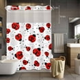 thumbnail image 1 of No Hook Shower Curtain with Snap in Liner, Red Ladybug Seamless Waterproof Fabric Bathroom Curtain Mesh Top Window, Funny Cartoon Animal Shower Curtains 72x84in, 1 of 9