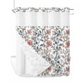 thumbnail image 1 of No Hook Shower Curtain with Snap in Liner Retro Floral Shower Curtain -Fabric Waterproof Inner Liner, Vintage Flower Branch Shower Curtains Washable 72"x78", 1 of 9