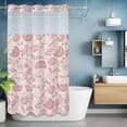thumbnail image 1 of No Hook Shower Curtain with Snap in Liner, Retro Flower Leaves Pattern Waterproof Bath Curtain Double Layers with See Through Top Window, Pastoral Ethnic Floral on Burlap Shower Curtains 36x72in, 1 of 9