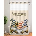 thumbnail image 1 of No Hook Shower Curtain with Snap in Liner,Retro Summer Sunflower Dwarf Bee Waterproof Bath Curtain Double Layers with See Through Top Window,Blue Red Striped Hat Hotel Shower Curtains 36x72in, 1 of 9