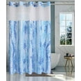 thumbnail image 1 of No Hook Shower Curtain with Snap in Liner Set, Hotel Luxury Blue Shower Curtains for Bathroom with See Through Top Window, Waterproof, Washable 71W x 74H, 1 of 7