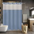 thumbnail image 1 of No Hook Shower Curtain with Snap in Liner, Solid Pure Cyan Light Blue Waterproof Fabric Bathroom Curtain Mesh Top Window, Unadorned Single Color Art Shower Curtains 72x84in, 1 of 9