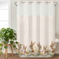 thumbnail image 1 of No Hook Shower Curtain with Snap in Liner, Spring Easter Farm Cute Rabbit Waterproof Bath Curtain Double Layers with See Through Top Window, Watercolor Flower on Burlap Hotel Shower Curtains 48x72in, 1 of 9