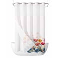 thumbnail image 1 of No Hook Shower Curtain with Snap in Liner Spring Floral Shower Curtain -Fabric Waterproof Inner Liner, Watercolor Red Orange Blue Flower Plant Shower Curtains Washable 54"x78", 1 of 9