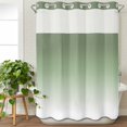thumbnail image 1 of No Hook Shower Curtain with Snap in Liner, Spring Gradient Simplistic Waterproof Bath Curtain Double Layers with See Through Top Window, Simple Sage Green White Ombre Hotel Shower Curtains 48x72in, 1 of 9