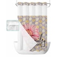 thumbnail image 1 of No Hook Shower Curtain with Snap in Liner, Spring Vintage Pink and White Daisy Purple Texture Hotel Shower Curtains for Bathroom, Washable Shower Curtain Liner Set with Mesh Top Window, 36"x78", 1 of 6