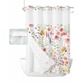 thumbnail image 1 of No Hook Shower Curtain with Snap in Liner, Spring Watercolor Sunflowers Poppies Floral Eucalyptus Leaves Shower Curtains for Bathroom, Washable Shower Curtain Liner Set with Mesh Top Window, 72"x84", 1 of 6