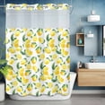 thumbnail image 1 of No Hook Shower Curtain with Snap in Liner, Summer Countryside Lemon Leaves Waterproof Bath Curtain Double Layers with See Through Top Window, Watercolor Plants Hotel Shower Curtains 60x72in, 1 of 9