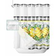 thumbnail image 1 of No Hook Shower Curtain with Snap in Liner, Summer Farm Lemon Eucalyptus Leaves Black White Plaid Hotel Shower Curtains for Bathroom, Washable Shower Curtain Liner Set with Mesh Top Window, 66"x72", 1 of 6