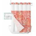 thumbnail image 1 of No Hook Shower Curtain with Snap in Liner, Summer Gradient Red Ocean Coral Coastal Hotel Shower Curtains for Bathroom, Washable Shower Curtain Liner Set with Mesh Top Window, 60"x72", 1 of 6
