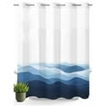 thumbnail image 1 of No Hook Shower Curtain with Snap in Liner,Summer Navy Blue Gradient Water Ripple Waterproof Bath Curtain Double Layers with See Through Top Window,Abstract Geometric Hotel Shower Curtains 72x72in, 1 of 9
