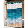 thumbnail image 1 of No Hook Shower Curtain with Snap in Liner, Summer Ocean Gradient Waves Waterproof Fabric Bathroom Curtain Mesh Top Window, Coastal Beach Watercolor Shower Curtains 60x72in, 1 of 9
