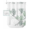 thumbnail image 1 of No Hook Shower Curtain with Snap in Liner, Summer Ocean Sage Green Turtle Starfish Seahorse Seashell Coral Shower Curtains for Bathroom, Washable Inner Liner with Mesh Top Window, 66"x72", 1 of 6