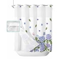 thumbnail image 1 of No Hook Shower Curtain with Snap in Liner, Summer Purple Hydrangeas with Leaves White Texture Hotel Shower Curtains for Bathroom, Washable Shower Curtain Liner Set with Mesh Top Window, 66"x72", 1 of 6