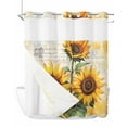 thumbnail image 1 of No Hook Shower Curtain with Snap in Liner Sunflower Shower Curtain -Fabric Waterproof Inner Liner, Vintage Flower Watercolor Retro Text Texture Shower Curtains Washable 72"x72", 1 of 9