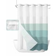 thumbnail image 1 of No Hook Shower Curtain with Snap in Liner, Teal Striped Gradient Rustic Wood Board Hotel Shower Curtains for Bathroom, Washable Shower Curtain Liner Set with Mesh Top Window, 72"x96", 1 of 6