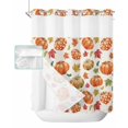 thumbnail image 1 of No Hook Shower Curtain with Snap in Liner, Thanksgiving Watercolor Pumpkins Burlap Texture Hotel Shower Curtains for Bathroom, Washable Shower Curtain Liner Set with Mesh Top Window, 66"x72", 1 of 6