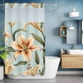 thumbnail image 1 of No Hook Shower Curtain with Snap in Liner, Vintage Blossom Floral LilyPastoral Waterproof Bath Curtain Double Layers with See Through Top Window, Watercolor Leaf Hotel Shower Curtains 36x72in, 1 of 9