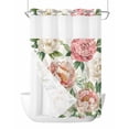 thumbnail image 1 of No Hook Shower Curtain with Snap in Liner Vintage Flower Shower Curtain -Fabric Waterproof Inner Liner, Watercolor Pink White Flowers Leaves Shower Curtains Washable 72"x96", 1 of 9
