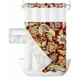 thumbnail image 1 of No Hook Shower Curtain with Snap in Liner, Vintage Paisley Flowers Traditional Floral Red Background Shower Curtains for Bathroom, Washable Shower Curtain Liner Set with Mesh Top Window, 36"x78", 1 of 6