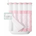 thumbnail image 1 of No Hook Shower Curtain with Snap in Liner, Vintage Pink European Floral Pattern Hotel Shower Curtains for Bathroom, Washable Shower Curtain Liner Set with Mesh Top Window, 66"x72", 1 of 6