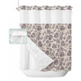 thumbnail image 1 of No Hook Shower Curtain with Snap in Liner, Vintage Purple Floral Plants Pattern Hotel Shower Curtains for Bathroom, Washable Shower Curtain Liner Set with Mesh Top Window, 66"x72", 1 of 6