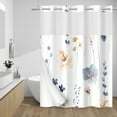 thumbnail image 1 of No Hook Shower Curtain with Snap in Liner - Watercolor Floral Shower Curtain - Fabric Waterproof Inner Liner, Plants Blue Beige Flowers White Cloth Shower Curtains Washable, 71 x 74 Inch, 1 of 6