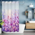 thumbnail image 1 of No Hook Shower Curtain with Snap in Liner, Watercolor Flowers on Purple Waterproof Bath Curtain Double Layers with See Through Top Window, Nature Floral Plant Hotel Shower Curtains 36x72in, 1 of 9