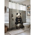 thumbnail image 1 of No Hook Shower Curtain with Snap in Liner, Watercolor Panda Mobile Phone Waterproof Bath Curtain Double Layers with See Through Top Window, Traditional Gray Animal Art Hotel Shower Curtains 72x84in, 1 of 9