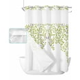 thumbnail image 1 of No Hook Shower Curtain with Snap in Liner, Watercolor Summer Blue Vine Leaves White Hotel Shower Curtains for Bathroom, Washable Shower Curtain Liner Set with Mesh Top Window, 72"x84", 1 of 6