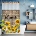 thumbnail image 1 of No Hook Shower Curtain with Snap in Liner, Watercolor Sunflower Blessed Quote Waterproof Bath Curtain Double Layers with See Through Top Window, Farm Brown Wood Board Hotel Shower Curtains 36x72in, 1 of 9