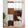 thumbnail image 1 of No Hook Shower Curtain with Snap in Liner,Western Farm Cow Leather Texture Waterproof Bath Curtain Double Layers with See Through Top Window,Brown White Animal Skin Hotel Shower Curtains 36x72in, 1 of 9
