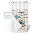thumbnail image 1 of No Hook Shower Curtain with Snap in Liner, Winter Gnomes Dwarf with Coffee Snowflakes Hotel Shower Curtains for Bathroom, Washable Shower Curtain Liner Set with Mesh Top Window, 54"x78", 1 of 6