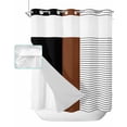 thumbnail image 1 of No Hook Shower Curtain with Snap in Liner, Wood Grain Brown Boho Brown and Black Striped Tribal Farmhouse Style Shower Curtains for Bathroom, Washable Inner Liner with Mesh Top Window, 66"x72", 1 of 6