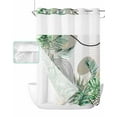 thumbnail image 1 of No Hook Shower Curtain with Snap in Liner, Wood Grain Brown Summer Palm Leaves Tropical Plant Geometric Abstract Art Shower Curtains for Bathroom, Washable Inner Liner with Mesh Top Window, 48"x72", 1 of 6