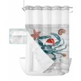 thumbnail image 1 of No Hook Shower Curtain with Snap in Liner, Wooden Santa Claus Starfish Crab with Christmas Hat Hotel Shower Curtains for Bathroom, Washable Shower Curtain Liner Set with Mesh Top Window, 72"x84", 1 of 6