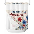 thumbnail image 1 of No Hook Shower Curtain with Snap-in Liner, 4th of July Waterproof Fabric Bathroom Curtains, Independence Day Red Blue Floral Rustic Bath Curtains & Mesh Top Window 66"x72", 1 of 6