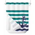 thumbnail image 1 of No Hook Shower Curtain with Snap-in Liner, Anchor Teal Waterproof Fabric Bathroom Curtains, Modern Navy Blue White Striped Nautical Bath Curtains & Mesh Top Window Standard 72''x72'', 1 of 6