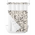 thumbnail image 1 of No Hook Shower Curtain with Snap-in Liner, Black Grey Botanical Waterproof Fabric Bathroom Curtains, Rustic Country Spring Floral Summer Leaf Bath Curtains & Mesh Top Window Stall 48"x72", 1 of 9