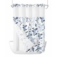 thumbnail image 1 of No Hook Shower Curtain with Snap-in Liner, Blue Botanical Waterproof Fabric Bathroom Curtains, Spring Floral Watercolor Leaf Bath Curtains & Mesh Top Window Stall 48"x72", 1 of 9