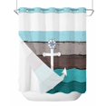 thumbnail image 1 of No Hook Shower Curtain with Snap-in Liner, Coastal Anchor Waterproof Fabric Bathroom Curtains, Turquoise Brown Country Wooden Grain Bath Curtains & Mesh Top Window Standard 72''x72'', 1 of 6