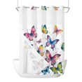 thumbnail image 1 of No Hook Shower Curtain with Snap-in Liner, Colorful Butterfly Waterproof Fabric Bathroom Curtains, Elegant Pastoral Butterflies Watercolor Bath Curtains & Mesh Top Window 72"x84" Long, 1 of 9