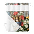 thumbnail image 1 of No Hook Shower Curtain with Snap-in Liner, Easter Waterproof Fabric Bathroom Curtains, Retro Spring Rabbit Flowers Plants Wooden Plank Bath Curtains & Mesh Top Window 66"x72", 1 of 9