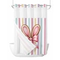 thumbnail image 1 of No Hook Shower Curtain with Snap-in Liner, Easter Waterproof Fabric Bathroom Curtains, Spring Cute Pink Bow Rabbit Ear Colorful Stripes Bath Curtains & Mesh Top Window Stall 48"x72", 1 of 9